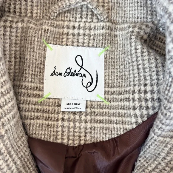 SAM EDELMAN Women's Windowpane Plaid Coat Size Small in Feminine Plaid - Picture 3 of 6